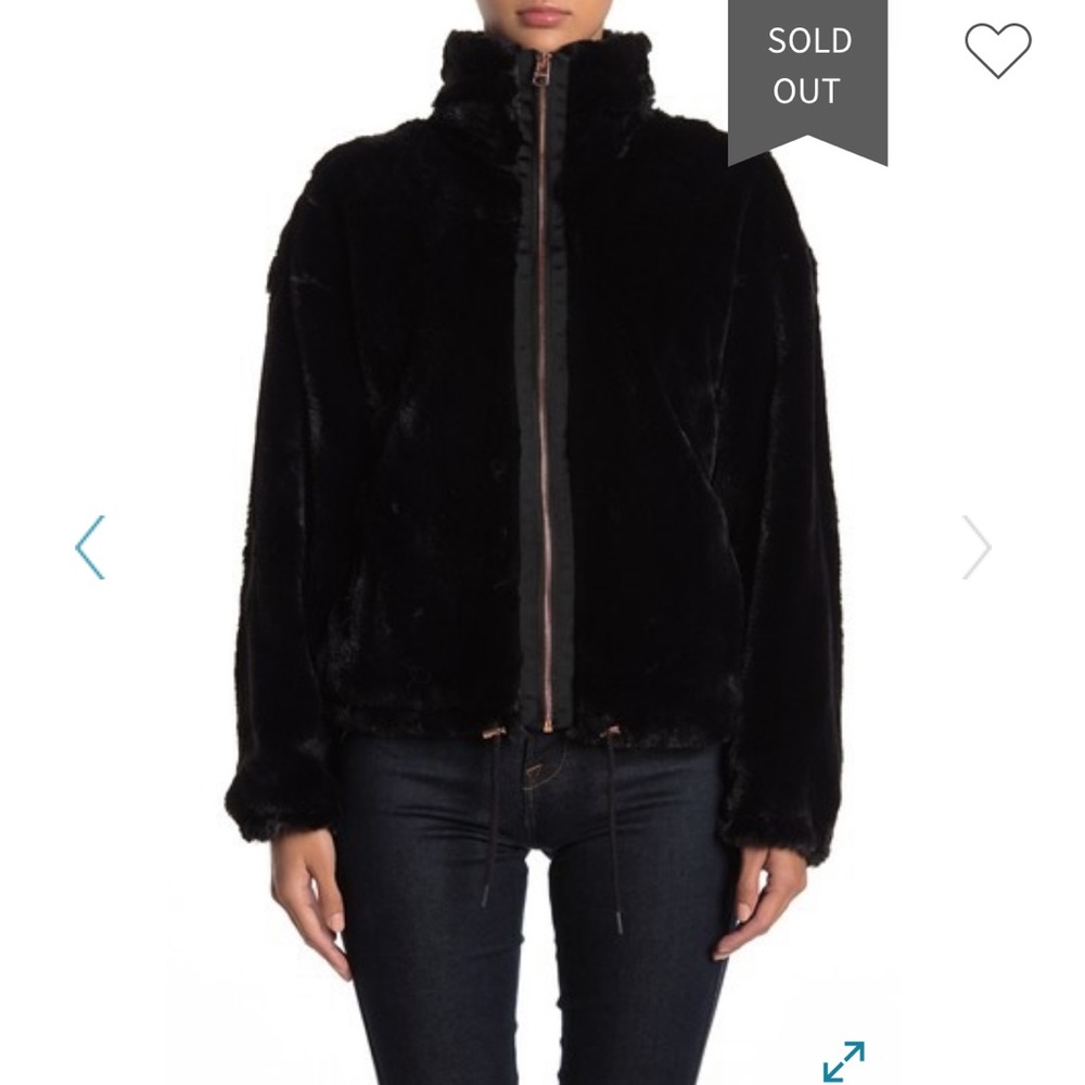 🍀 LUCKY BRAND Faux-fur Drawstring-hem Jacket